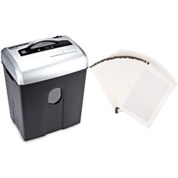 AmazonBasics 12-Sheet Cross-Cut Paper Shredder and Shredder Sharpening & Lubricant Sheets (Pack of 24) Bundle