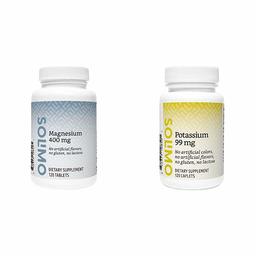 Amazon Brand - Solimo Magnesium 400 mg, 120 Tablets, Four Month Supply (Packaging May Vary) & Solimo Potassium 99 mg, 120 Caplets, Four Month Supply (Packaging May Vary)