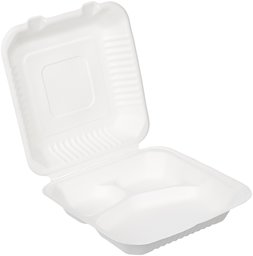 AmazonBasics Compostable 3-Compartment Clamshell Take-Out Food Container 9