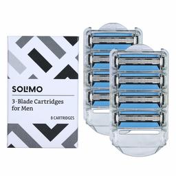 Solimo Recharges de rasoir 3 lames pour homme avec tondeuse à barbe de précision (compatible avec les manches de rasoir Solimo uniquement) 8 Count